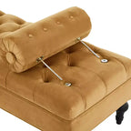 Banco tapizado moderno de terciopelo con capitoné y 2 almohadas desmontables, 152 cm de ancho