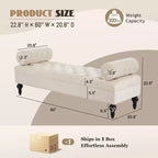 Banco tapizado moderno de terciopelo con capitoné y 2 almohadas desmontables, 152 cm de ancho