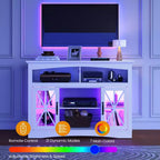 Mueble para TV de estilo rústico con chimenea eléctrica de 18 pulgadas, consola de TV de 47 pulgadas con puertas de vidrio y luces LED, centro de entretenimiento con estantes