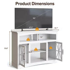 Mueble para TV de estilo rústico con chimenea eléctrica de 18 pulgadas, consola de TV de 47 pulgadas con puertas de vidrio y luces LED, centro de entretenimiento con estantes