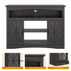 Mueble para TV de estilo rústico con chimenea eléctrica de 18 pulgadas, consola de TV de 47 pulgadas con puertas de vidrio y luces LED, centro de entretenimiento con estantes