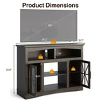 Mueble para TV de estilo rústico con chimenea eléctrica de 18 pulgadas, consola de TV de 47 pulgadas con puertas de vidrio y luces LED, centro de entretenimiento con estantes