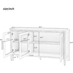 Mueble de almacenamiento de madera con estante ajustable y 3 puertas de cristal, mesa consola para sala de estar, entrada, cocina, gris