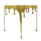 Mesa Consola Sofá de Cristal Redonda Media Luna | 36.25" | Diseño Goteo Fundido | Fundición de Aluminio, Oro