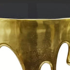 Mesa Consola Sofá de Cristal Redonda Media Luna | 36.25" | Diseño Goteo Fundido | Fundición de Aluminio, Oro