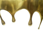 Mesa Consola Sofá de Cristal Redonda Media Luna | 36.25" | Diseño Goteo Fundido | Fundición de Aluminio, Oro