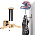 Soporte multifuncional de madera para casco de motocicleta con marco de metal resistente, perchero de pared para recibidor