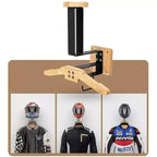 Soporte multifuncional de madera para casco de motocicleta con marco de metal resistente, perchero de pared para recibidor