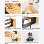 Soporte multifuncional de madera para casco de motocicleta con marco de metal resistente, perchero de pared para recibidor