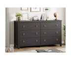 Dresser for Bedroom with 6 Drawers, Wooden Chest with Clothes Storage CabinetWide Dresser with Chest of Drawers,Black