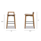 Taburetes de bar de altura de mostrador de madera de fresno rubio natural para comedores, minimalistas de respaldo bajo sin reposabrazos