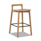 Taburetes de bar de altura de mostrador de madera de fresno rubio natural para comedores, minimalistas de respaldo bajo sin reposabrazos