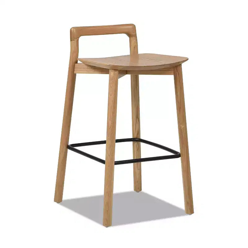 Taburetes de bar de altura de mostrador de madera de fresno rubio natural para comedores, minimalistas de respaldo bajo sin reposabrazos