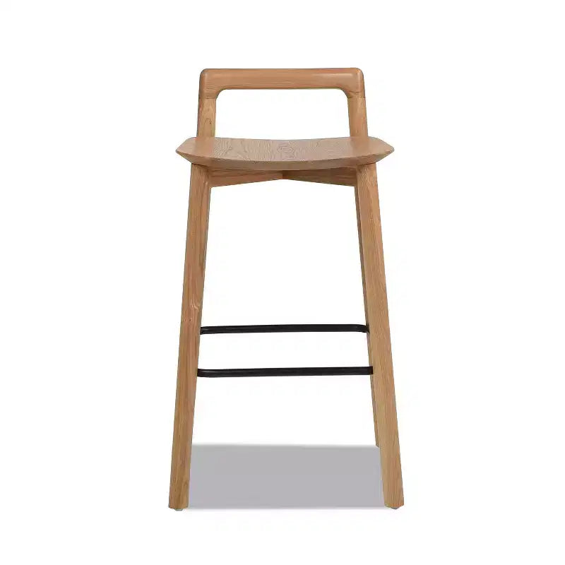 Taburetes de bar de altura de mostrador de madera de fresno rubio natural para comedores, minimalistas de respaldo bajo sin reposabrazos