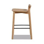 Taburetes de bar de altura de mostrador de madera de fresno rubio natural para comedores, minimalistas de respaldo bajo sin reposabrazos