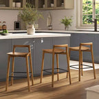 Taburetes de bar de altura de mostrador de madera de fresno rubio natural para comedores, minimalistas de respaldo bajo sin reposabrazos
