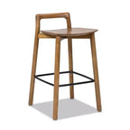 Taburetes de bar de altura de mostrador de madera de fresno rubio natural para comedores, minimalistas de respaldo bajo sin reposabrazos