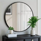 MAYEERTY Hanging Mirror Aluminum Alloy Thin Edge Black Round 35x35x1in