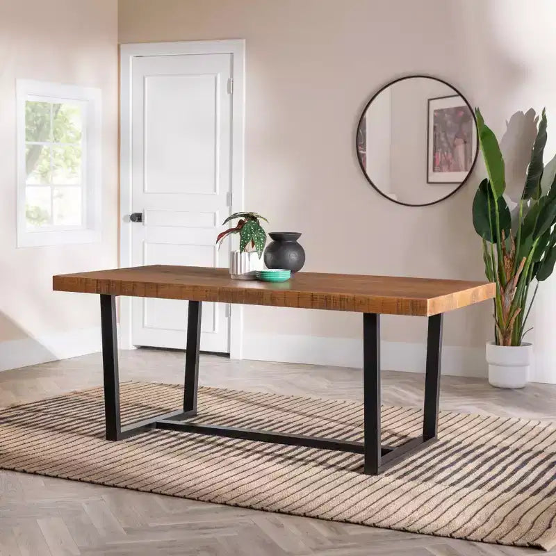 Mesa de comedor de madera de pino rústica de 72 pulgadas, estilo rústico, capacidad para 6-8 personas