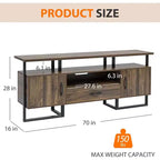 Mueble de TV de 70 pulgadas con cajón de almacenamiento, consola multimedia industrial, marrón