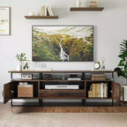 Mueble de TV de 70 pulgadas con cajón de almacenamiento, consola multimedia industrial, marrón