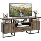 Mueble de TV de 70 pulgadas con cajón de almacenamiento, consola multimedia industrial, marrón