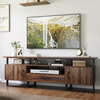 Mueble de TV de 70 pulgadas con cajón de almacenamiento, consola multimedia industrial, marrón