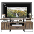 Mueble de TV de 70 pulgadas con cajón de almacenamiento, consola multimedia industrial, marrón