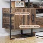 Mueble de TV de 70 pulgadas con cajón de almacenamiento, consola multimedia industrial, marrón