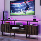 Mueble de TV de 70 pulgadas con cajón de almacenamiento, consola multimedia industrial, marrón