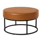 4.5 Mesa de centro otomana redonda, reposapiés tapizado en tela chenilla, mesa auxiliar moderna con patas de metal y pies ajustables para sala de estar