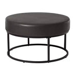 4.5 Mesa de centro otomana redonda, reposapiés tapizado en tela chenilla, mesa auxiliar moderna con patas de metal y pies ajustables para sala de estar