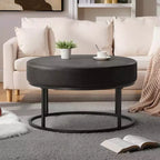 4.5 Mesa de centro otomana redonda, reposapiés tapizado en tela chenilla, mesa auxiliar moderna con patas de metal y pies ajustables para sala de estar