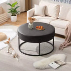 4.5 Mesa de centro otomana redonda, reposapiés tapizado en tela chenilla, mesa auxiliar moderna con patas de metal y pies ajustables para sala de estar