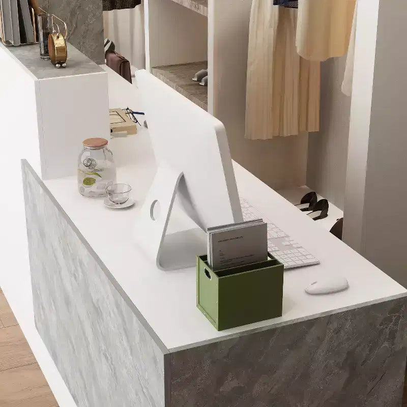Mostrador de recepción multifuncional y caja registradora con amplio almacenamiento – Ideal para vestíbulos de negocios