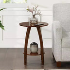 HomeStock Belmont End Table with Shelf Solid Wood Two-Tier Storage Scandinavian Modern Design Accent Furniture for Stylish Interiors