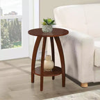 Mesa auxiliar con estante, madera maciza, almacenamiento de dos niveles, mueble auxiliar de diseño moderno escandinavo
