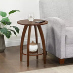 Mesa auxiliar con estante, madera maciza, almacenamiento de dos niveles, mueble auxiliar de diseño moderno escandinavo