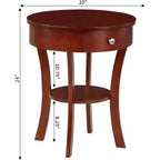 Mesita de noche con 1 cajón y estante, chapa de madera maciza de caucho, para sala de estar