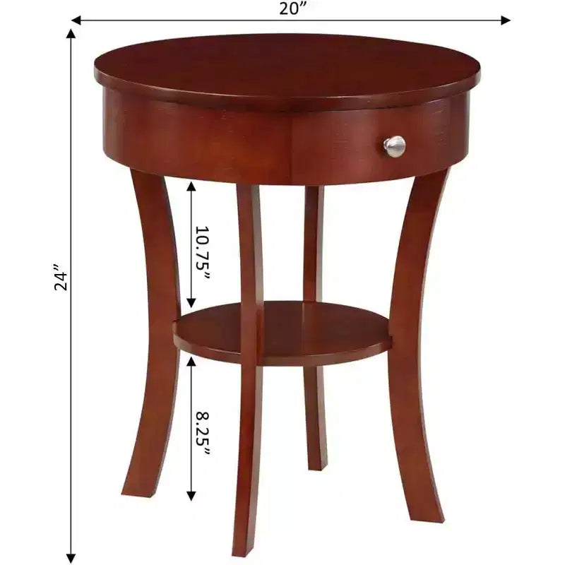 Mesita de noche con 1 cajón y estante, chapa de madera maciza de caucho, para sala de estar