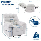 Mecedora reclinable para adultos, mecedora tapizada con masaje vibratorio y calor, sofá individual para sala de estar o dormitorio