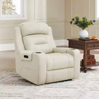 Sillón reclinable de cuero genuino con motor dual y reclinación plana