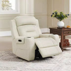 Sillón reclinable de cuero genuino con motor dual y reclinación plana