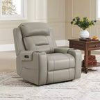 Sillón reclinable de cuero genuino con motor dual y reclinación plana