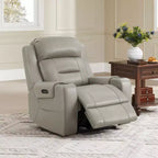 Sillón reclinable de cuero genuino con motor dual y reclinación plana