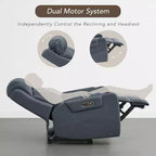 Sillón reclinable de cuero genuino con motor dual y reclinación plana