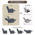 Sillón reclinable de cuero genuino con motor dual y reclinación plana