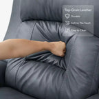 Sillón reclinable de cuero genuino con motor dual y reclinación plana