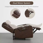 Sillón reclinable de cuero genuino con motor dual y reclinación plana