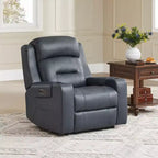 Sillón reclinable de cuero genuino con motor dual y reclinación plana